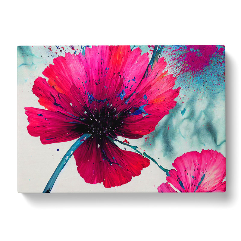 Carnation Flower Abstract - Wrapped Canvas Painting, 50cm H x 76cm W x 3cm D