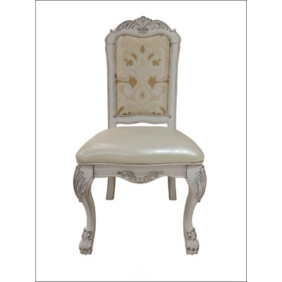 Fabric And Bone White Finish Side Chair