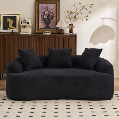 Causeuse compacte en chenille: sans assemblage, conception peu encombrante, éponge 30D, 3 coussins, idéale pour les petits espaces et les appartements