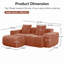 Canapé modulaire en L à 2 places avec passepoil à bordure française, sans assemblage requis, canapé à 2 places avec coussins décoratifs et 1 repose-pieds mobile, tissu de velours-537782984-537912649-543789831