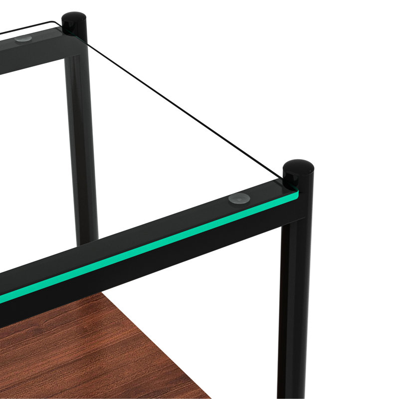 De 2 tables de bout en verre transparent avec couche et pieds l 15,34 po x H 20,69 po, structure trempée