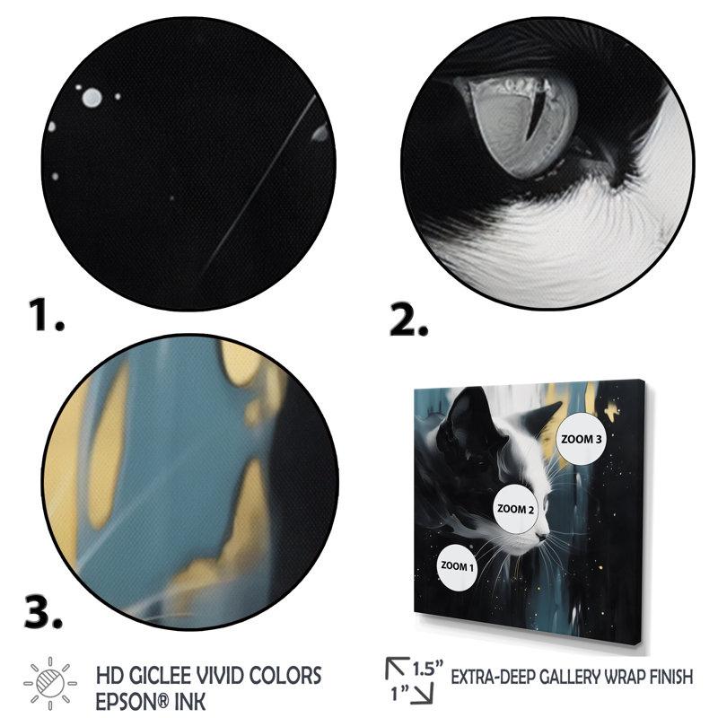 «White and Black Captivating Cats III», reproduction sur toile encadrée, H 24 po x l 24 po x P 1 po, Toile tendue