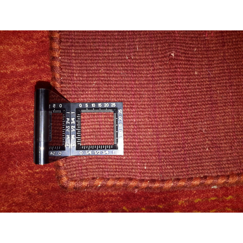 Tapis rayé rouge / jaune en coton / laine fait à la main 4 pi x 6 pi