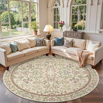 Floral Machine Washable Area Rug