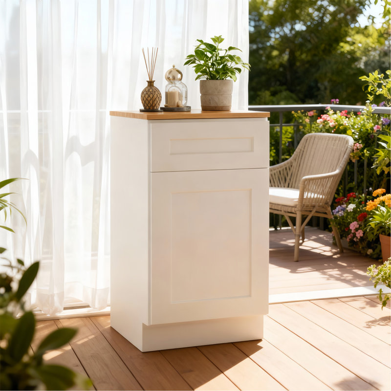 Armoire de base 12 po Shaker avec porte à fermeture en douceur, tiroir, unité en bois massif compacte avec tablette réglable pour la cuisine, la salle de bain, la buanderie et le garage (l 12 po x P 24 po x H 34,5 po)