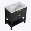 Meuble-lavabo de 30 po avec lavabo et 2 tiroirs à fermeture en douceur, poignée dorée-LPB01030BCTG-BL9075