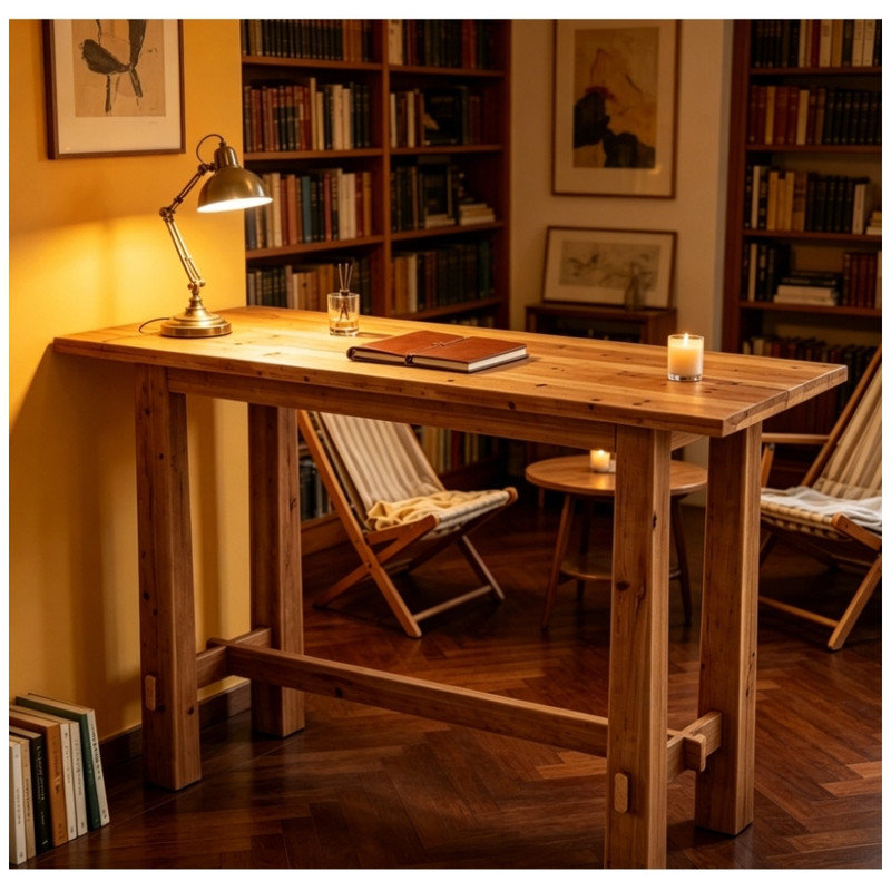 Console 63 po Rustic Farmhouse, table d'appoint longue et étroite avec pieds épais pour le hall d'entrée et le salon