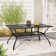 owder-coated Metal Frame Black Rectangular Outdoor Patio Dining Table with Umbrella Hole
