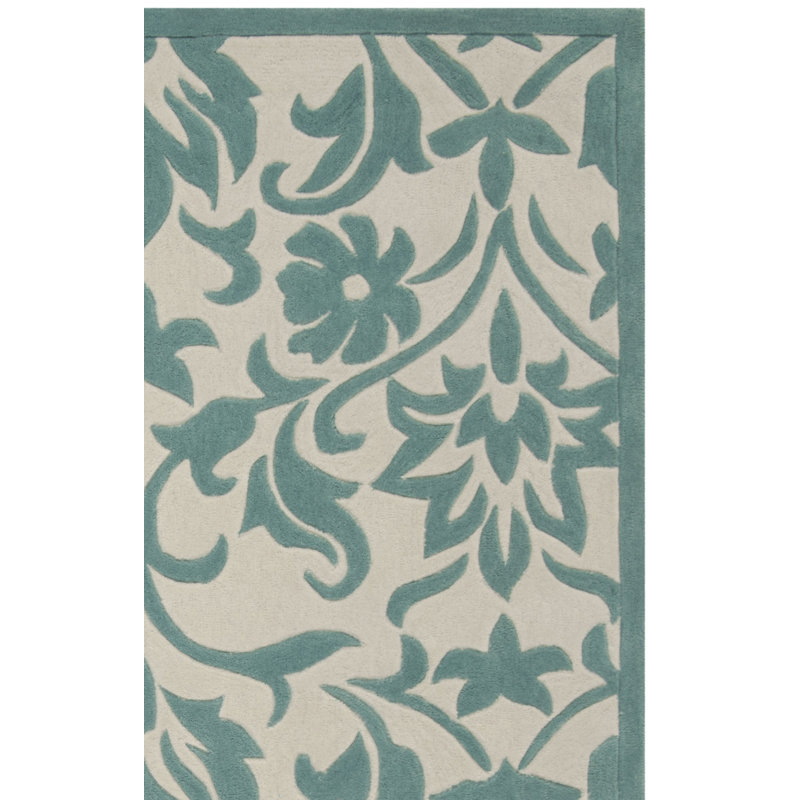 Modern Art Hand Tufted Performance Floral Rug, Rectangle 5' x 8'