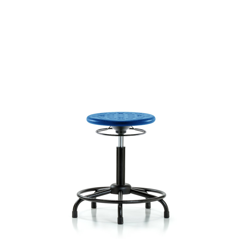 Tabouret de laboratoire à hauteur ajustable, Bleu, Patins fixes
