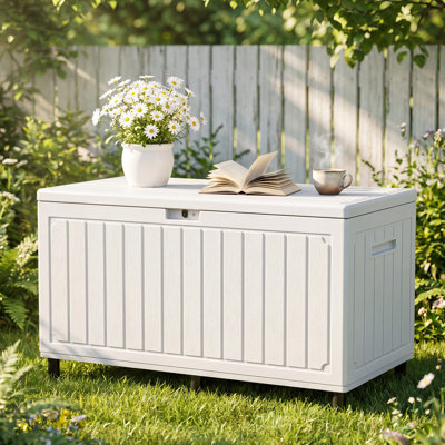 Coffre de terrasse en résine de 90 gallons avec pieds en métal Edrosie Inc