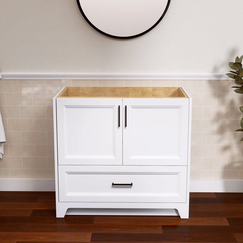 Base de meuble-lavabo simple 36 po en bois massif, Blanc