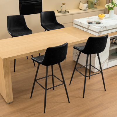 Faux Leather Modern Low Back Counter Stool