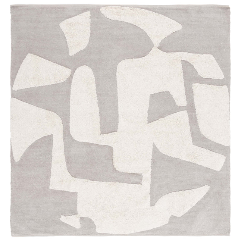 Tapis gris / ivoire Casablanca 790, Carré 6 pi