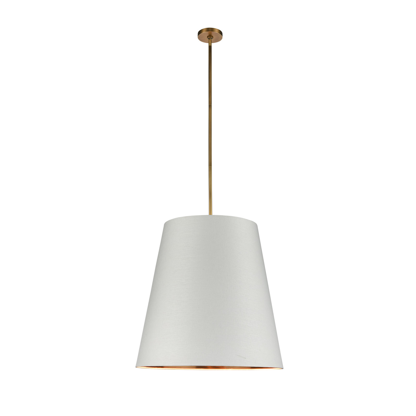 3 Light Steel Pendant, White, 71.76" H x 24.88" W x 24.88" D, Gold