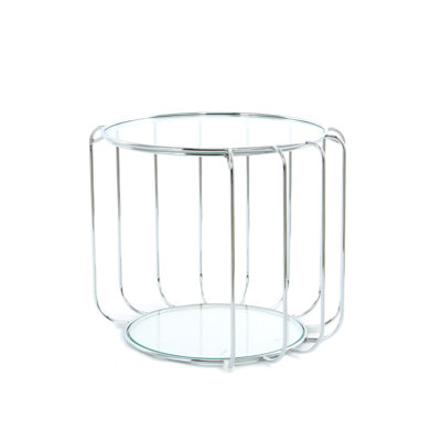Kira Glass Top Frame Round Side Table