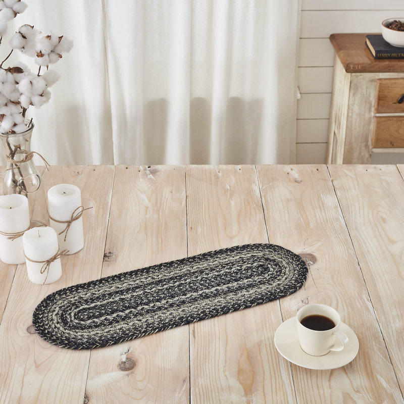  Round Geometric Jute Table Runner, 24" L x 8" W