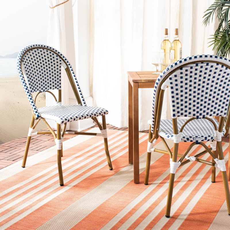 Outdoor Charisse Stacking Dining Chair, Blue/White