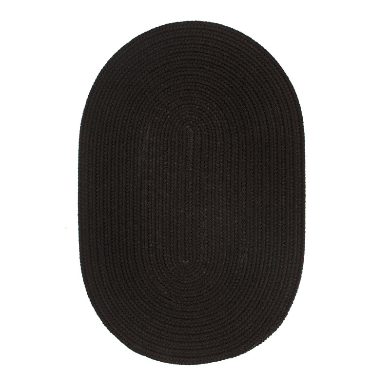 Tapis intérieur / extérieur noir tressé à la main Smyth, Ovale 4 pi x 6 pi