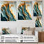 «Abstract Blue and Gold Leaves III», reproduction sur toile-296454986-296454989