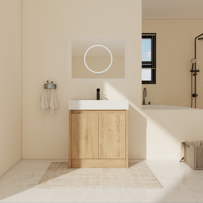 Meuble-lavabo simple autoportant avec plateau en résine 29,53 po Chiasson