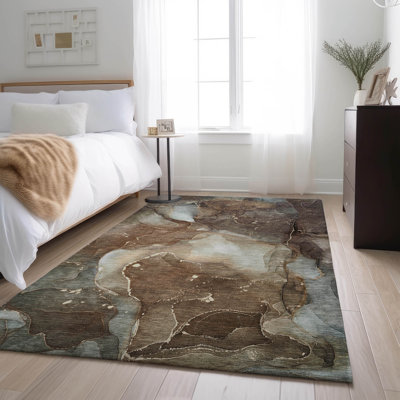 Premium Machine Washable Cerrito AMF522 Brown Rug