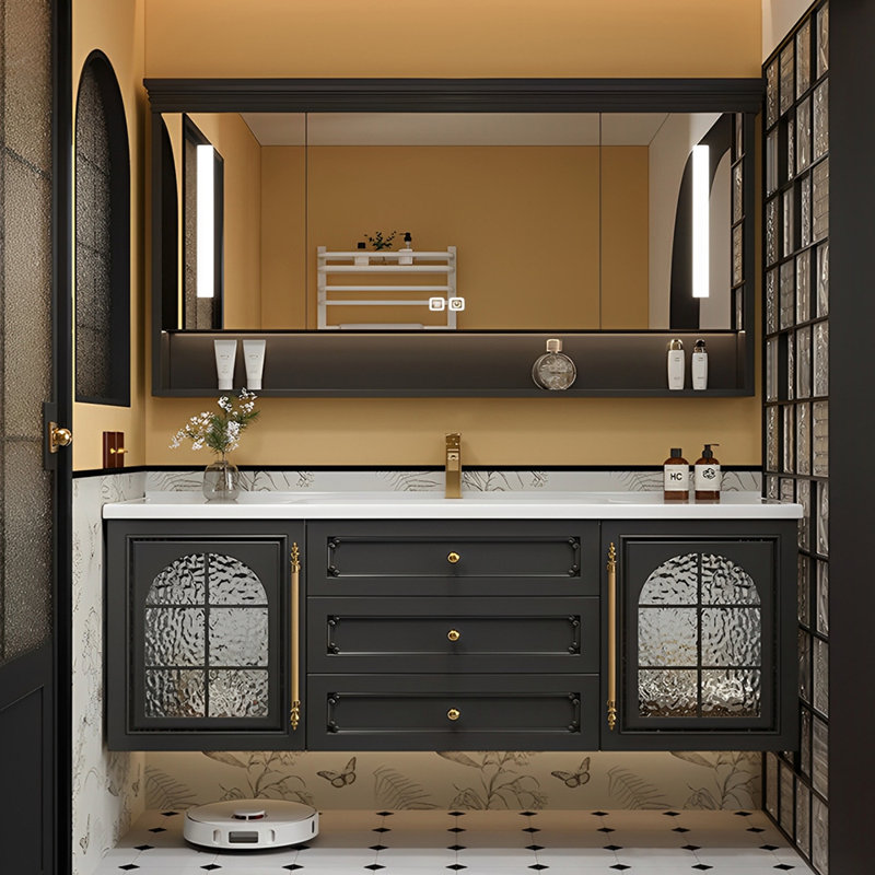 French style retro simple bathroom cabinet., 21.7" H x 59.4" W x 19.7" D