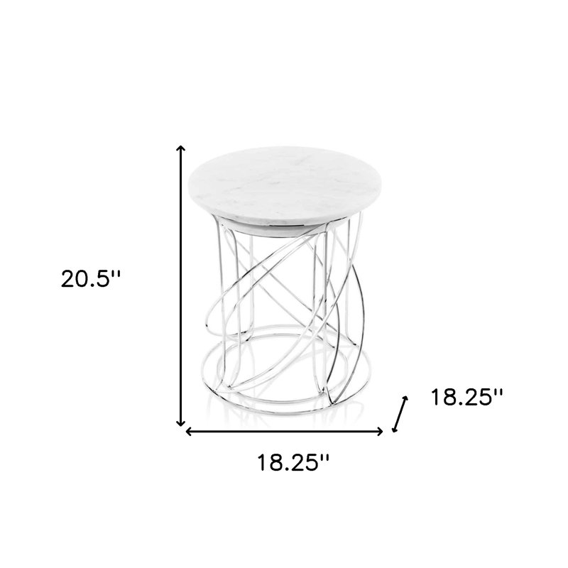 Fleta 21" Marble Round End Tables, White