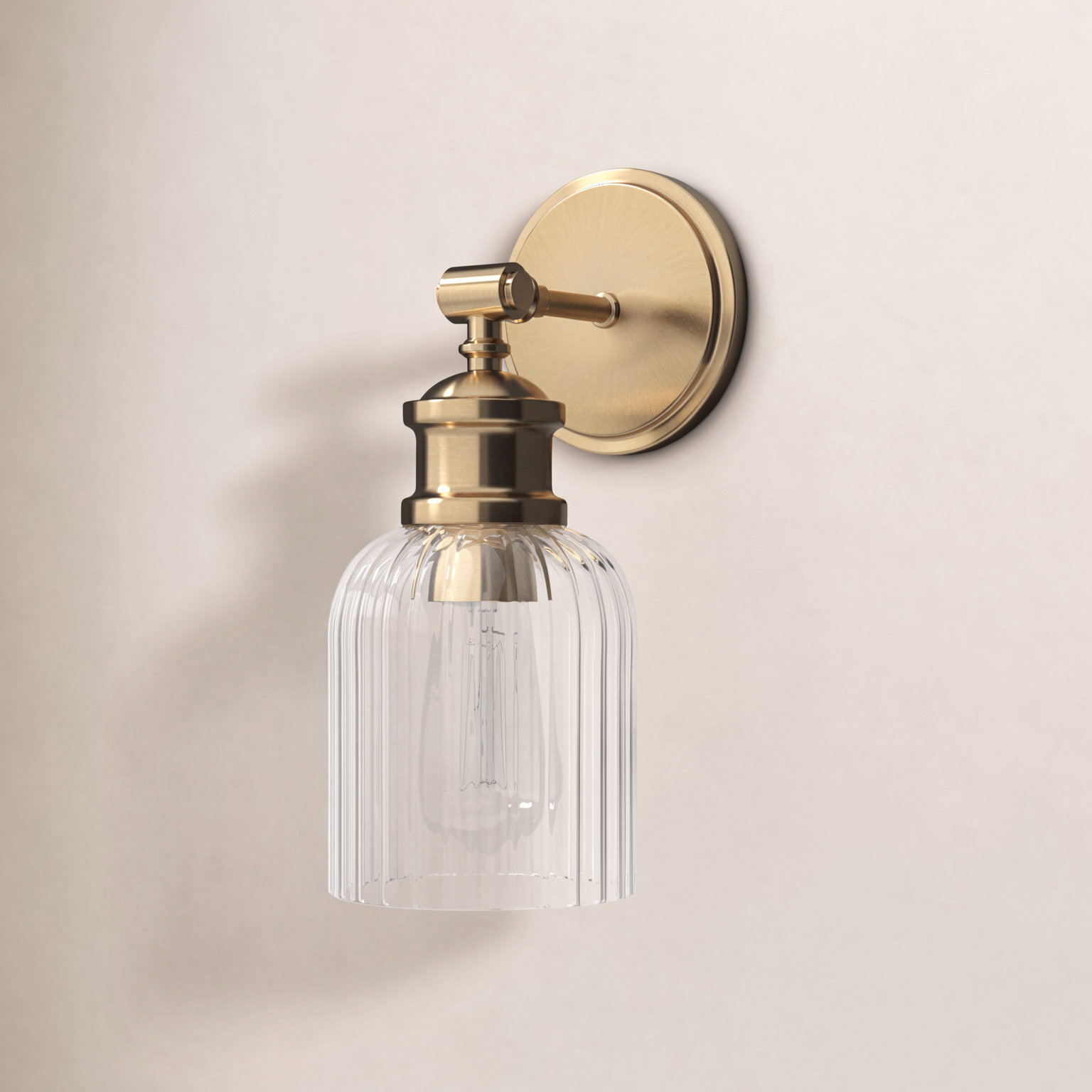 Ria Single Light Dimmable Armed Sconce, Brass