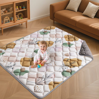 Tapis de jeu pour bébé 74" x 50" à utiliser au sol, tapis de parc épais, tapis de jeu pliable pour bébés et jeunes enfants