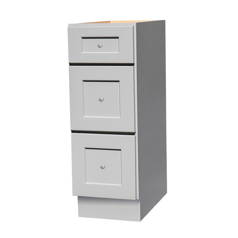 Ransom Gray Shaker 3-drawer base cabinet, 34.5" H x 18" W, Gray