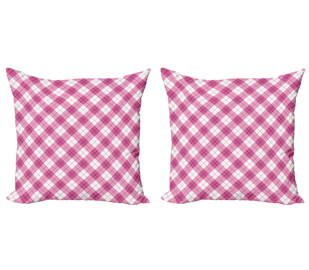 Dekokissen Kissenbezug, Diagonal Pastellfarbe, Geometrisch, Fuchsia Pale Pink Weiß