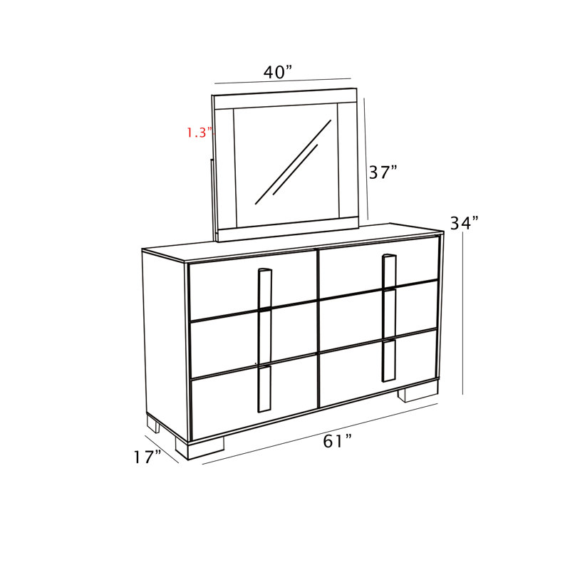 Commode double moderne avec miroir Hodnett