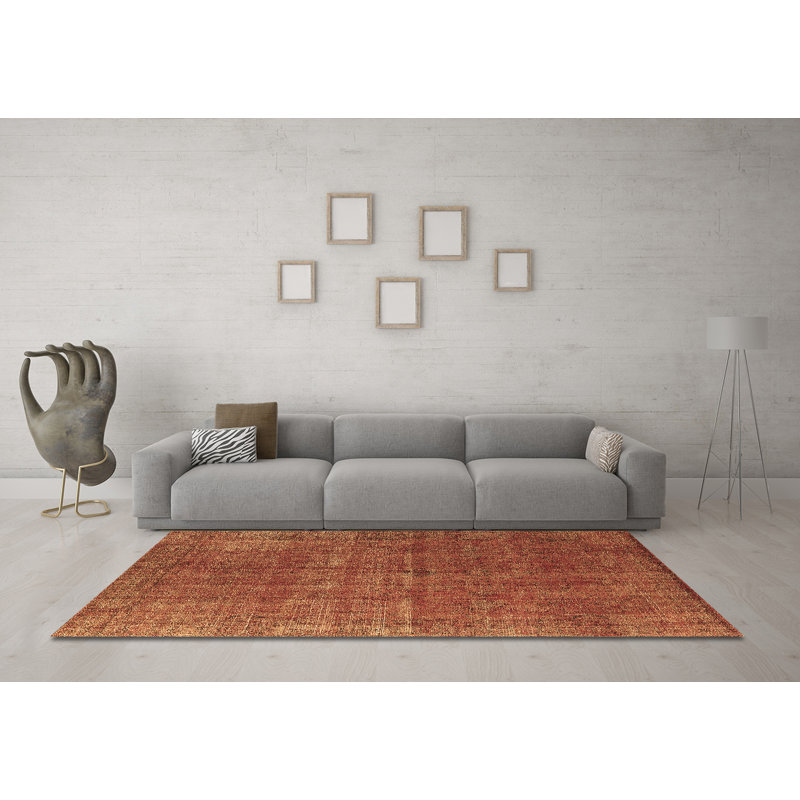 Tapis brun lavable à la machine de style Mid-Century moderne 1037 He filmuth, Rond 5 pi