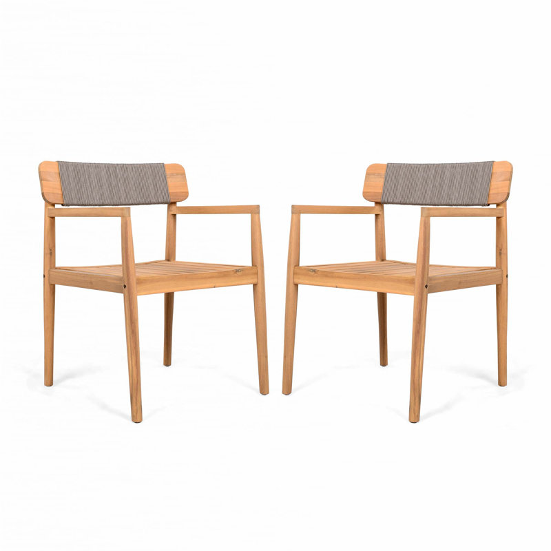 Chaises de salle à manger d'extérieur en bois massif, Bleu sarcelle / Gris
