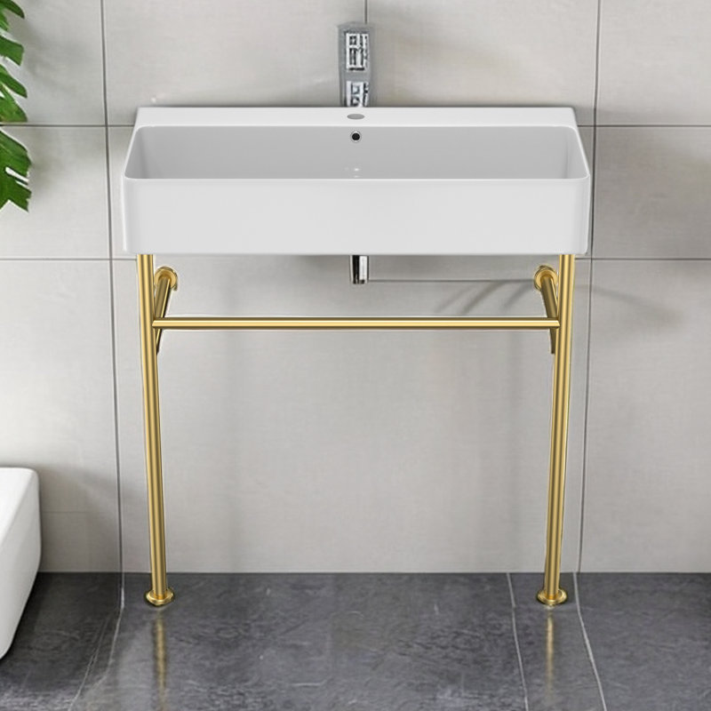 APRESSHUI 16.3'' Rectangular Bathroom Sink, Gold