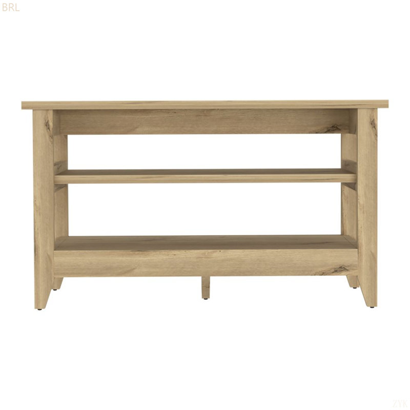 Banc de rangement Misuri, quatre pieds, deux tablettes ouvertes