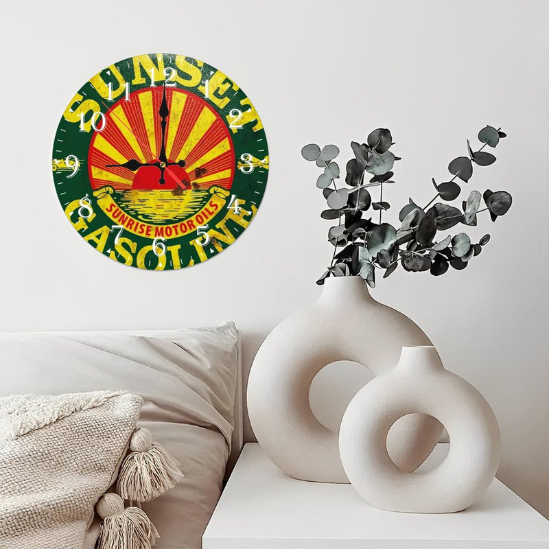 Horloge murale en bois 10 po, mouvement silencieux, à piles (piles AA non incluses), décor artistique, parfait pour les décorations
