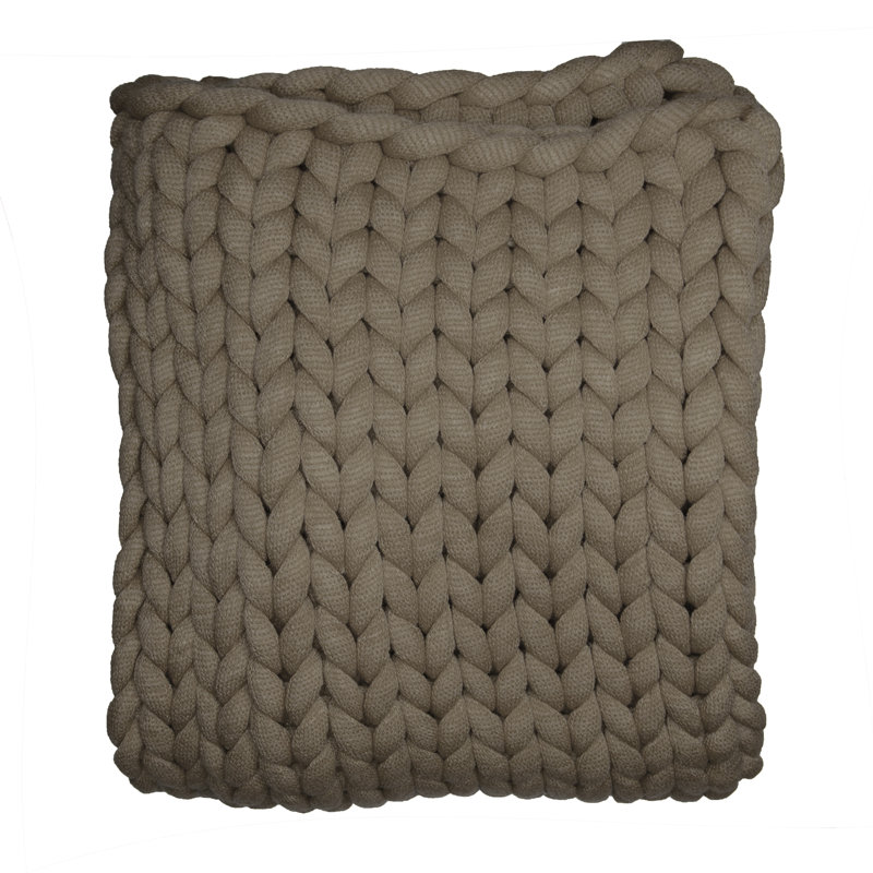 Green Chunky Knit Reversible Acrylic Throw Blanket