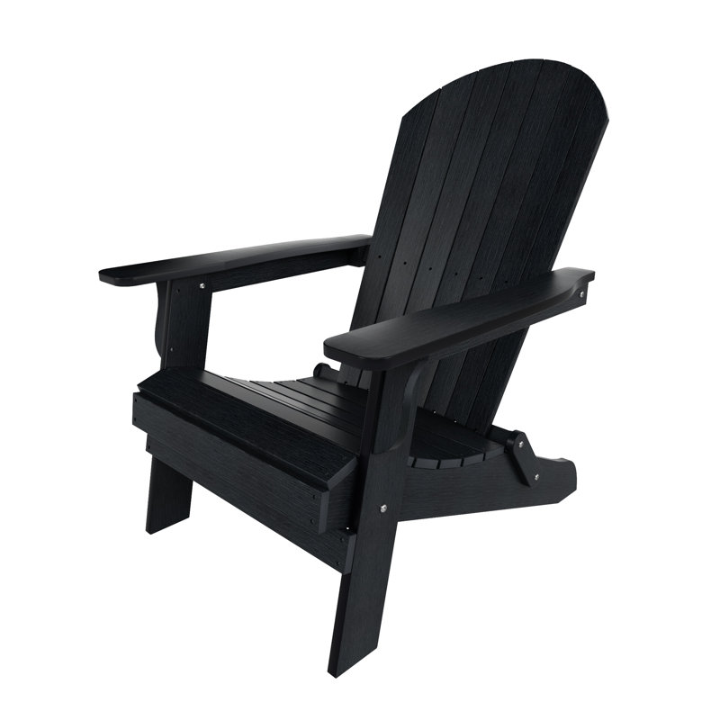 Arrlo Outdoor All-Weather Poly Folding Adirondack Seashell Chair, Black