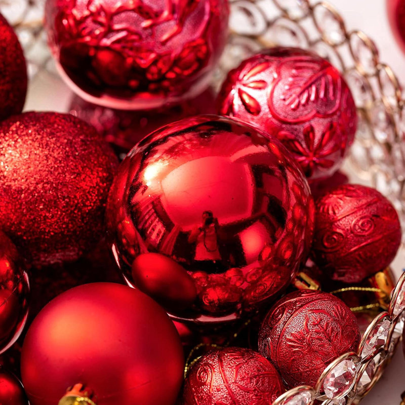 Ornements de Noël pour arbres de Noël, boules de Noël incassables, Rouge