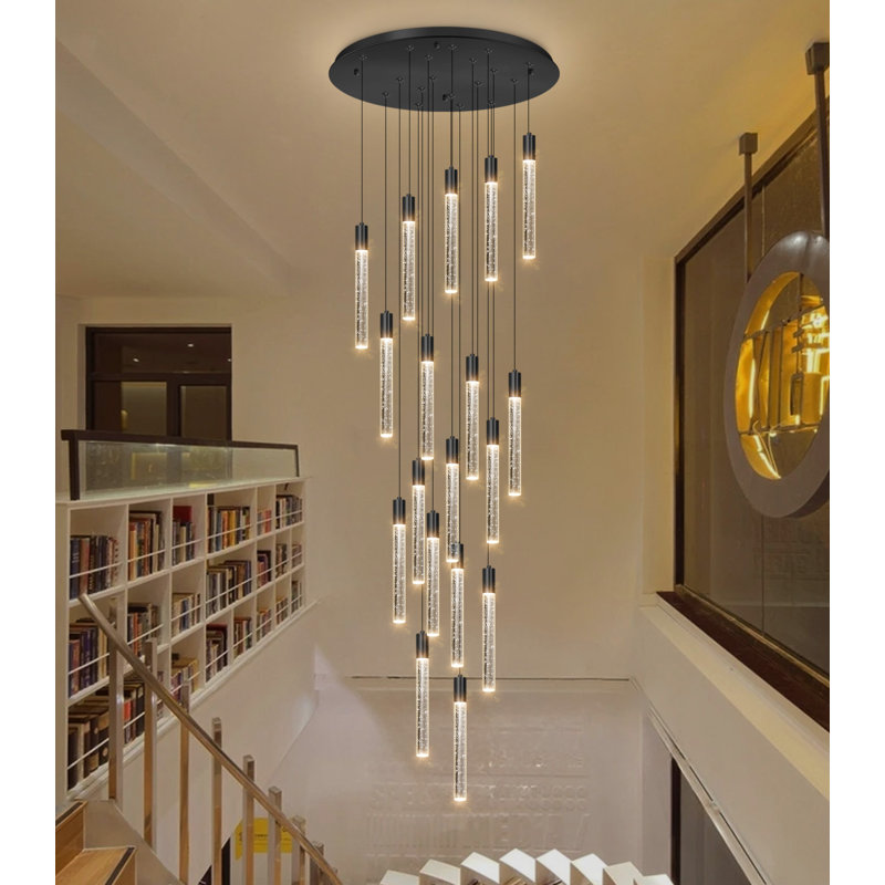 18-lights Led Crystal Chandelier Dimming Light, Satin Black
