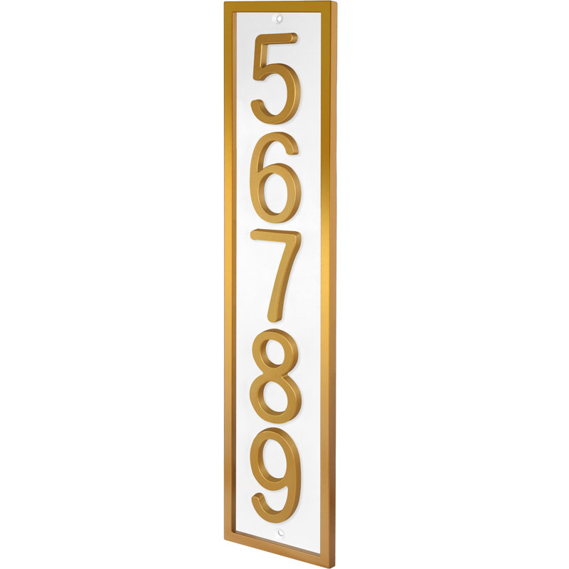 Plaque d'adresse verticale encadrée en aluminium Royal Shade - numéros de maison personnalisés à 3/4 chiffres pour des espaces intérieurs et extérieurs élégants