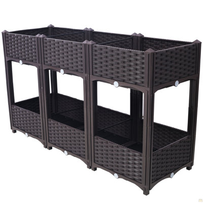 Planter Raised Beds - Elevated Planter Garden Box With Drainage Plug Raised Garden Beds For Vegetable/Flower/Herb Outdoor Standing Planter Beds Gardening Kit,Brown,47.2"X15.7"X27.7"