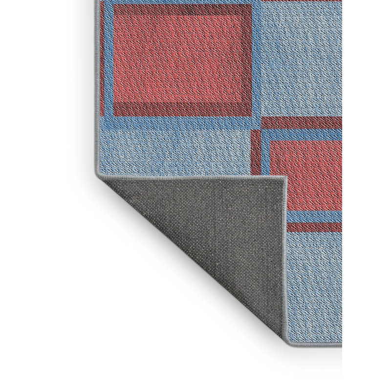 Tapis gris/rouge à motifs, Rectangle 2 pi x 5 pi