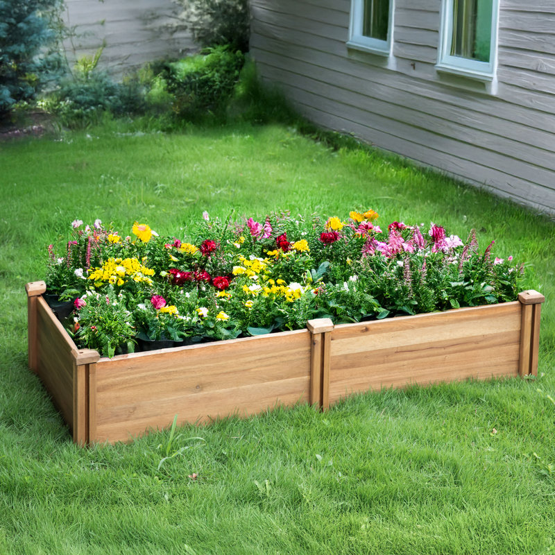 Solid Acacia Wood Raised Garden Bed for Growing Flowers, Vegetables, Herbs, Brown