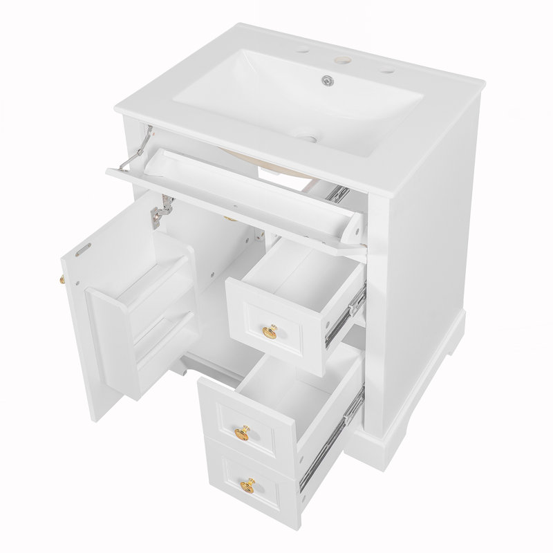 Meuble-lavabo de salle de bain avec lavabo, Blanc