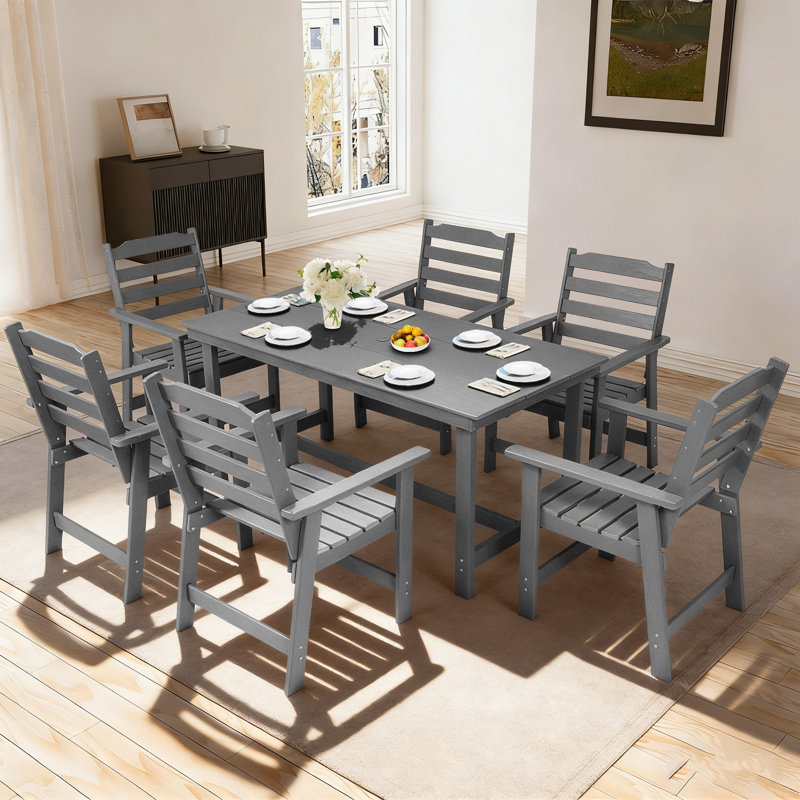 Ensemble repas d'extérieur 7 pièces 7 pièces, Gris, 6