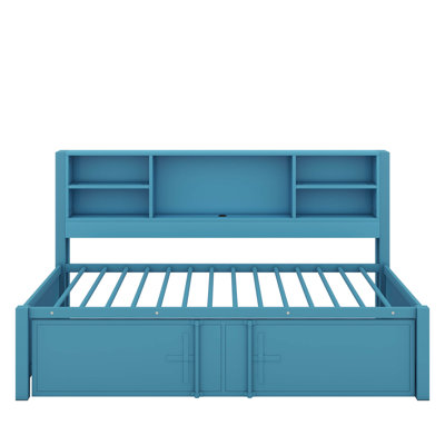 Metal Twin Size Daybed With Trundle, Shelves And USB by Red Barrel Studio