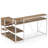 55-Inch L-Shaped Home Office Desk With Monitor Riser, Drawers, And Storage Shelves, Corner Computer Desk For Small Spaces, Farmhouse Writing Table, Beige & White Finish-1678270806